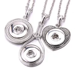New Snap Button Jewelry Necklaces Rhinestone Crystal Heart Flower Snap Necklace Fit DIY 20MM 18mm Snaps Buttons Pendant Necklace