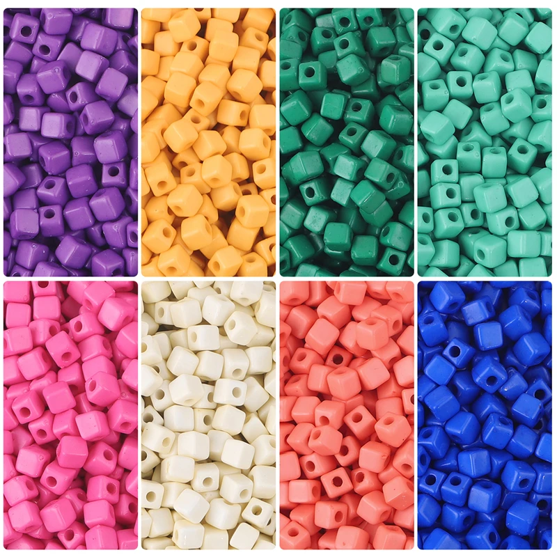 2022 New Acrylic Beads Square Cube Loose Spacer Beads for Jewelry Making Handmade Diy Bracelet Necklace Keychain Accessories