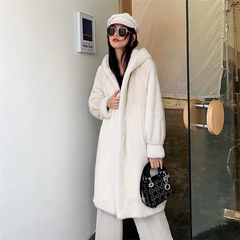 Fashion Women Jacket New Artificia Mink Fur Velvet Female Parker Hooded Collar Super Warm Thicken Casual Womens Winter Coat