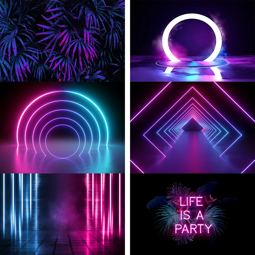 Laser Photozone Neon Light  Stage Party Cool Dancing Bar Photo Backdrops Photography Backgrounds Customized For Photo Studio