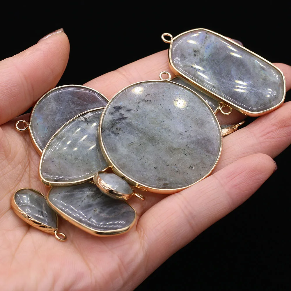 Natural Flash Labradorite Pendant Charms Agates Stone Pendant for Women Jewerly DIY Necklace Bracelet Accessories Making