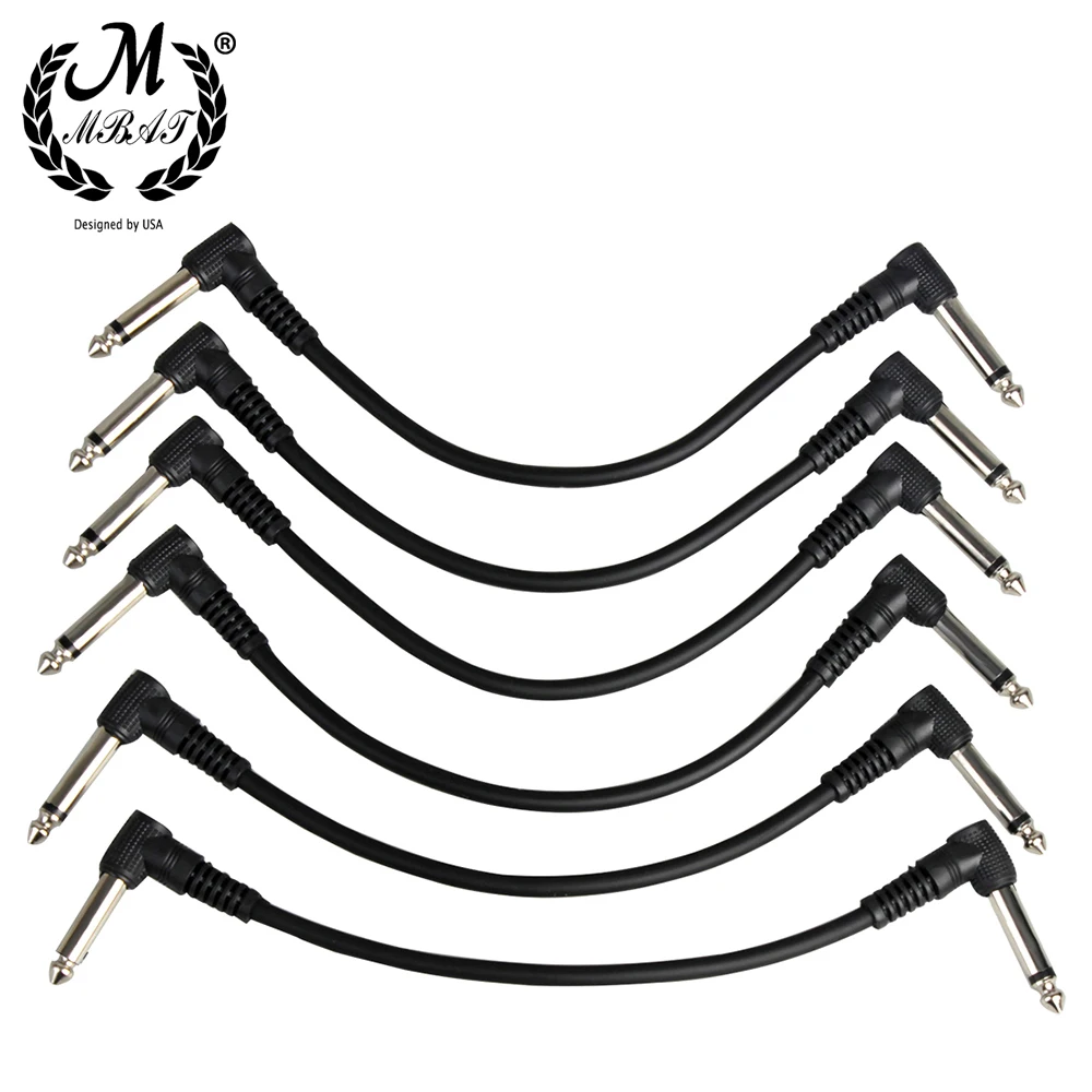 

M MBAT Guitar Effect Pedal Patch Connecting Cables Line 6.35mm Pedal Cable 21Cm Right Angle Cord Copper Wire Guitar Accessories