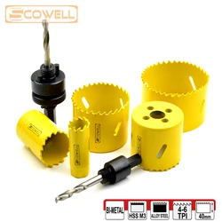 SCOWELL HSS 바이메탈 M3 구멍 톱 커터 금속 목재 크라운 톱 비트, 16mm19m,20mm,22mm,32mm,51mm,65mm,68mm,70mm,73mm,76mm,83mm