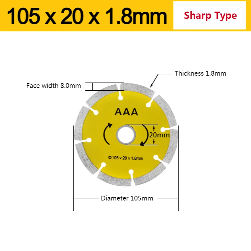 105/115/125/150/180mm Cutting Concrete Saw Disc Diamond Saw Blades Angle Grinder Marble Stone Cutting Disc Ceramic Concrete