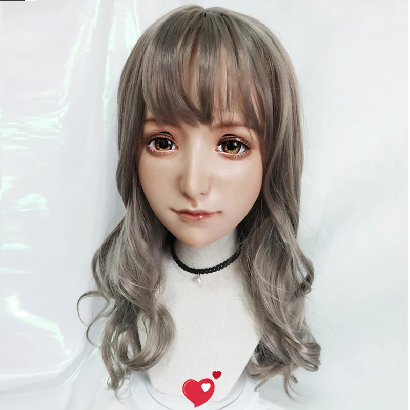 

(Yuan)Female Sweet Girl Resin Half Head Kigurumi BJD Eyes Crossdress Cosplay Japanese Anime Role Lolita Mask Skin-Like Makeup