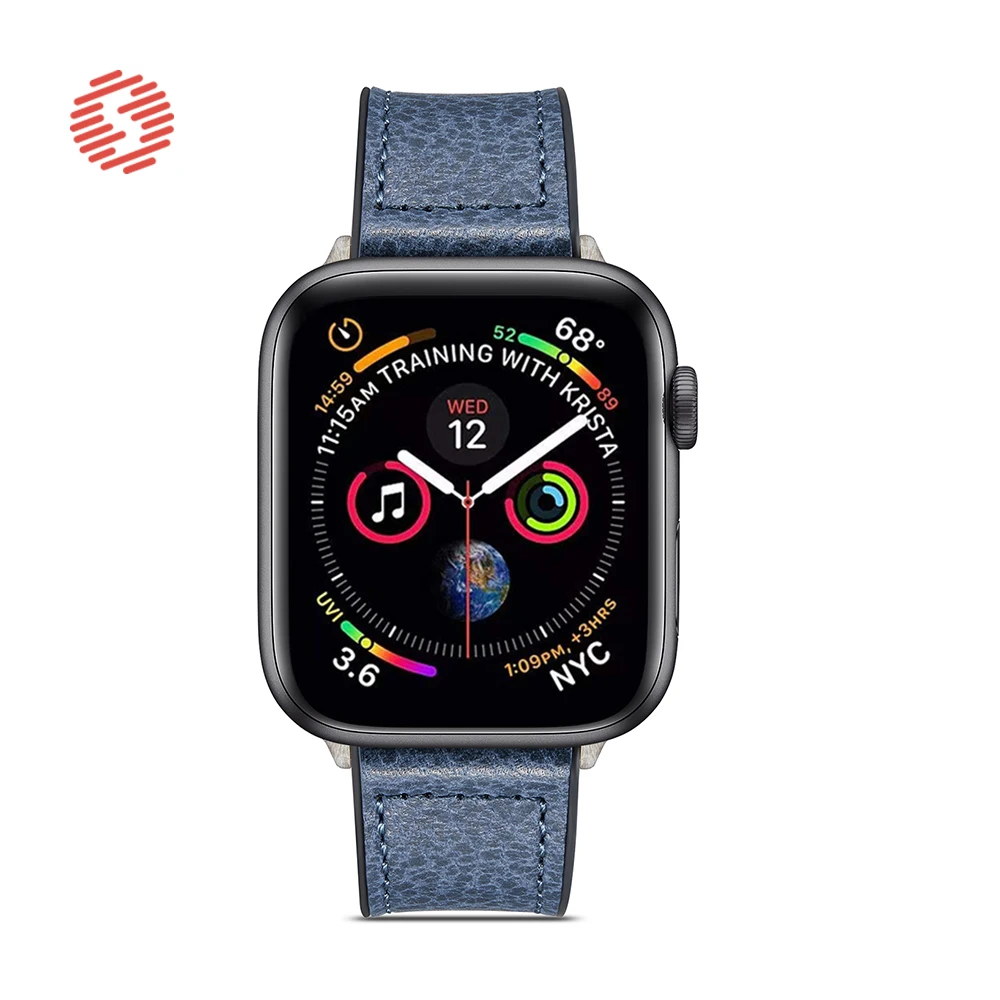 ShengOne แฟชั่นลิ้นจี่รูปแบบหนังรวมซิลิโคนอ่อนสำหรับ Apple Watch Series 3 4 5 6 SE 40มม.44มม.