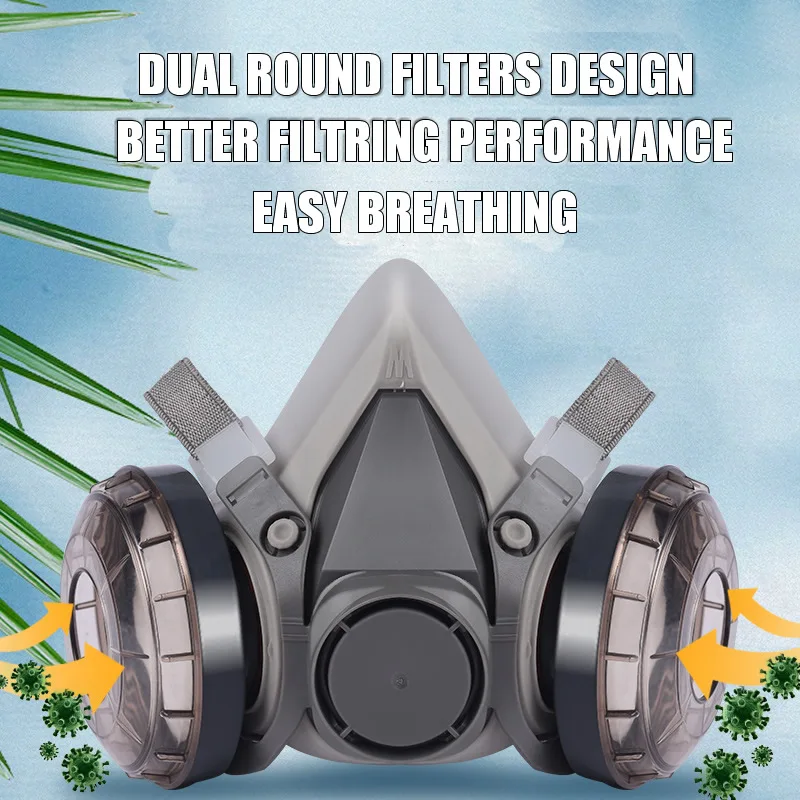 6200 Half Face Dust Dual Filters Mask Respirator With Work Safety Glasses For Carpenter Polishing Daily Haze Safety Protection