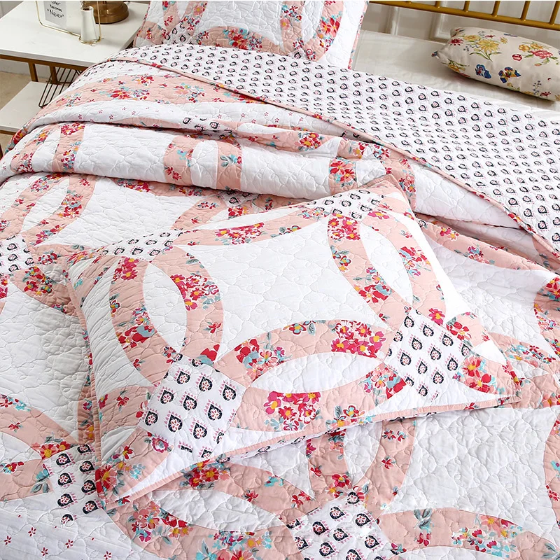 Cotton Bedspread on the Bed Quilt Set 3pcs Patchwork Blanket for Double Bed Cover Pillowcase King Size Summer Quilted Coverlets
