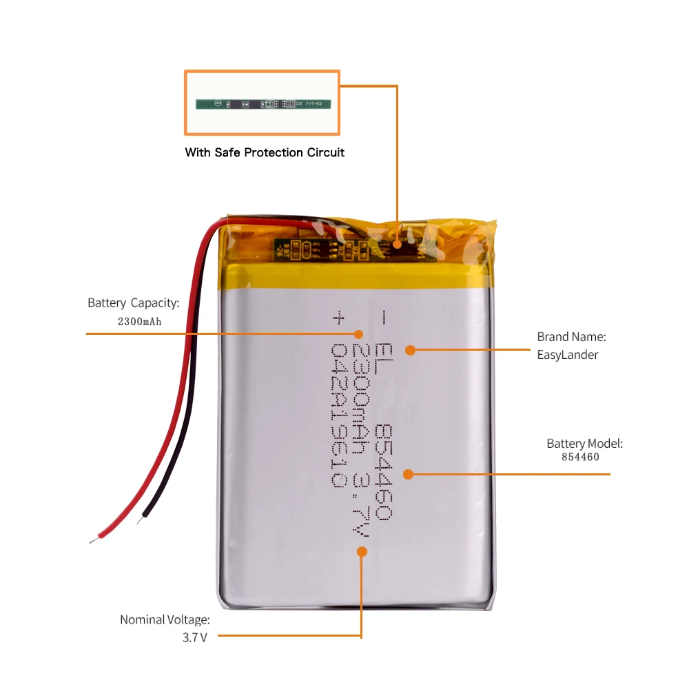 2300mah 3.7V 854460   Baterías Lipo de batería de polímero de litio recargable Li-ion
