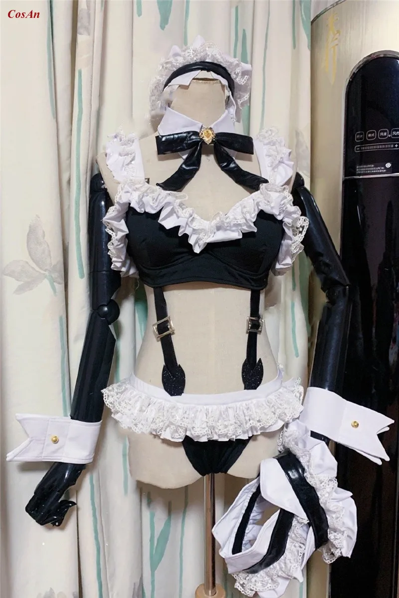 The Lovely Black Cat Maid Cosplay Costume Fashion Sexy Uniform Suits Unisex Activity Party Role Play Clothing Custom-Make Any