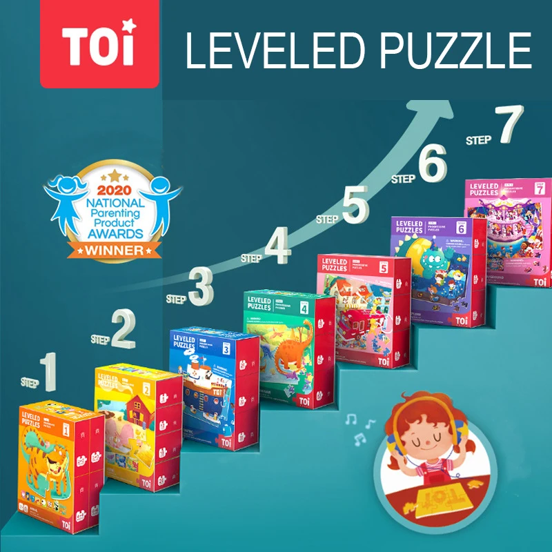 TOI Children Leveled Puzzle Advanced Chinese-English Bilingual Story Puzzle Toddler Baby Early Learning Concentration Toy 1.5Y+