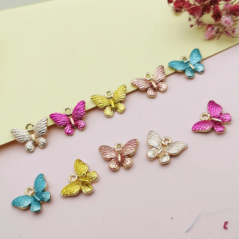 10pcs Butterfly Enamel Charms Pendants Colorful Butterfly Metal Charms Fit DIY Jewelry Accessories Earrings Bracelet Floating