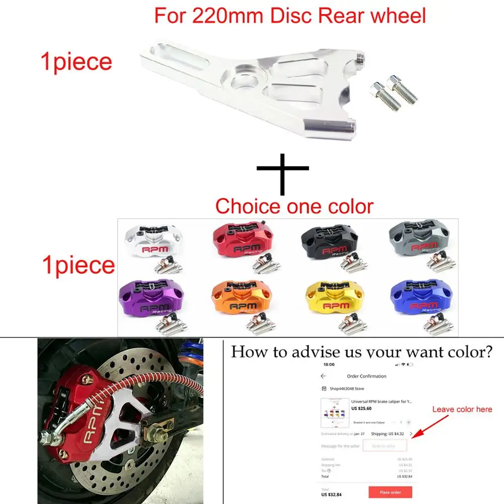 Scheibenbremssattel Moto vorne 4 Kolben Radialmontage 82mm RPM für Yamaha Kawasaki Scooter Rsz Jog Force Dirt Bike GROM