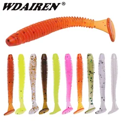 Señuelos blandos de gusano en espiral de silicona, cebo de goma Artificial, aparejos de Pesca, 5cm, 0,8g, sábalo, carpa, pececillos, 10 unidades por lote