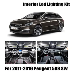 15pcs Canbus Car LED Interior Light Kit Map Trunk Dome Light For Peugeot 508 SW 2011 2012 2013 2014 2015 2016 Reading Lamp