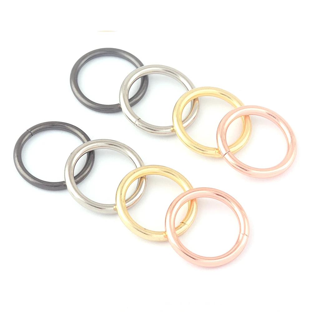 18mm Rose Gold Metal Welded Loops Round O Rings Strap Purse O Ring Bag Hardware Webbing Handbag Leather Craft Hardware Supplies