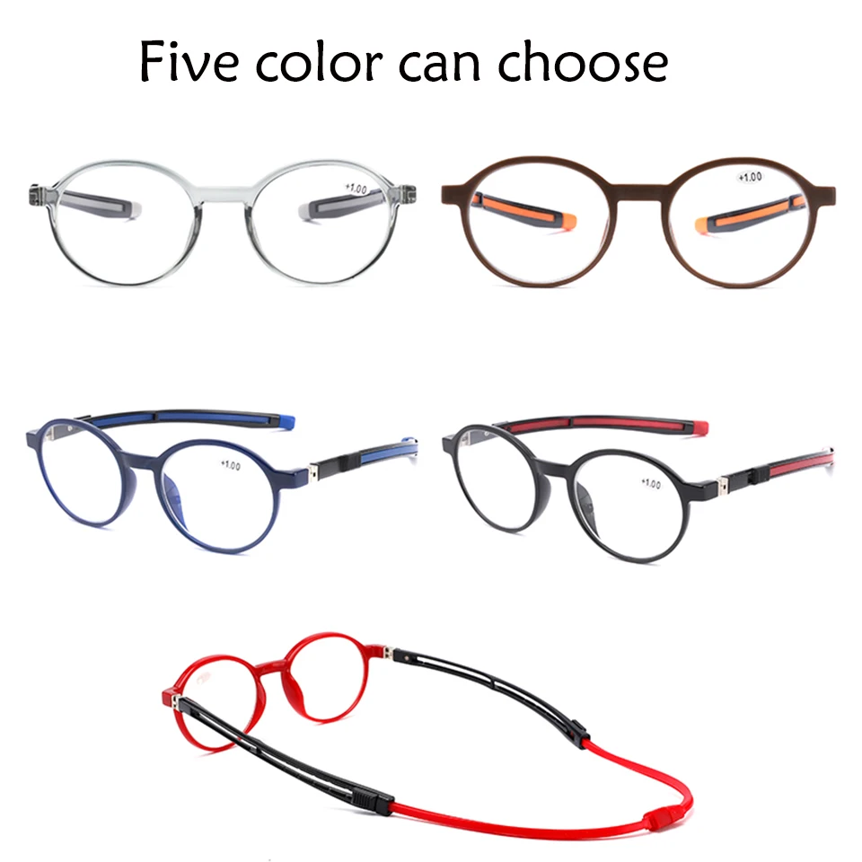 New magnetic reading glasses men and women portable hanging neck reading glasses telescopic legs