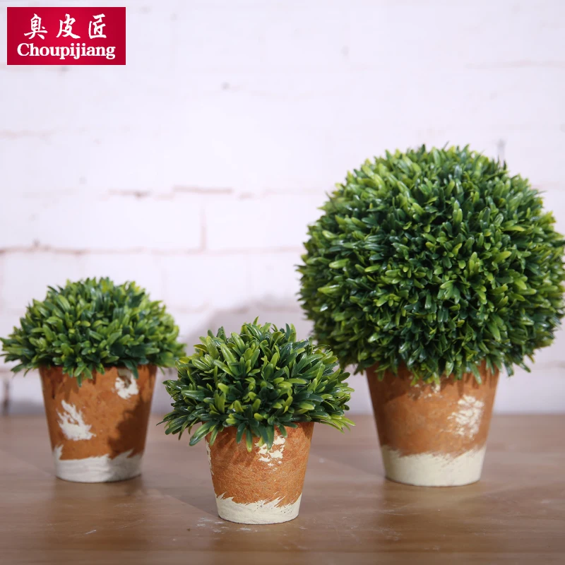 Simulation plant potted landscape tree ball green plant false grass decoration plastic flower ball desktop indoor balcony