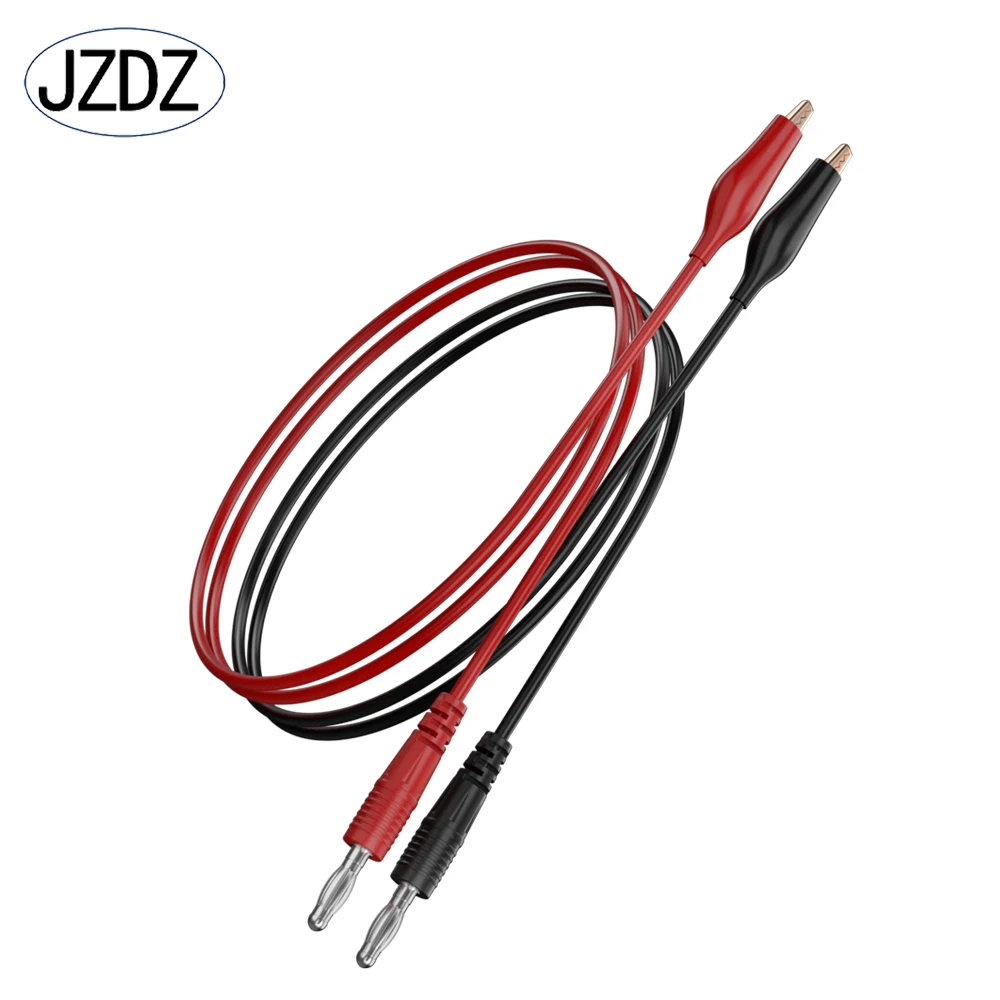 Jzdz 2 stücke Multi-Meter-Test führt Kabel leitung 100cm 4mm Bananen stecker zum Krokodil klemme elektrischen Überbrückung draht j.70056a