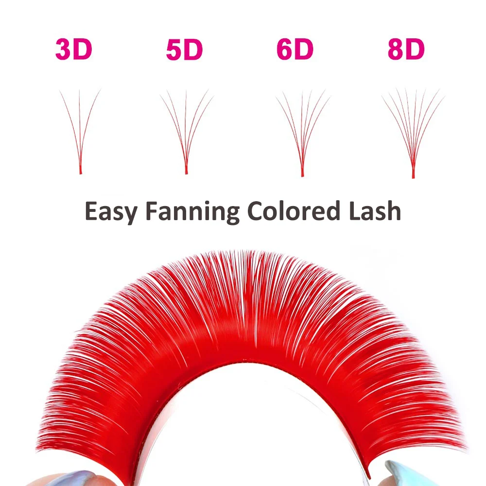 Fadvan Long 15-20mm Easy Fanning Makeup Lashes Mixed 8-14mm Colored False Eye Lashes Extensions Green/Purple/Red/Blue Color Lash