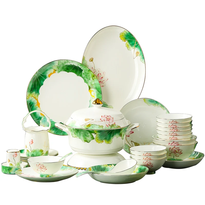 

Tableware set, dishes, dishes, dishes, household Chinese ceramic utensils, rice bowls, Jingdezhen bone china combination, Phnom