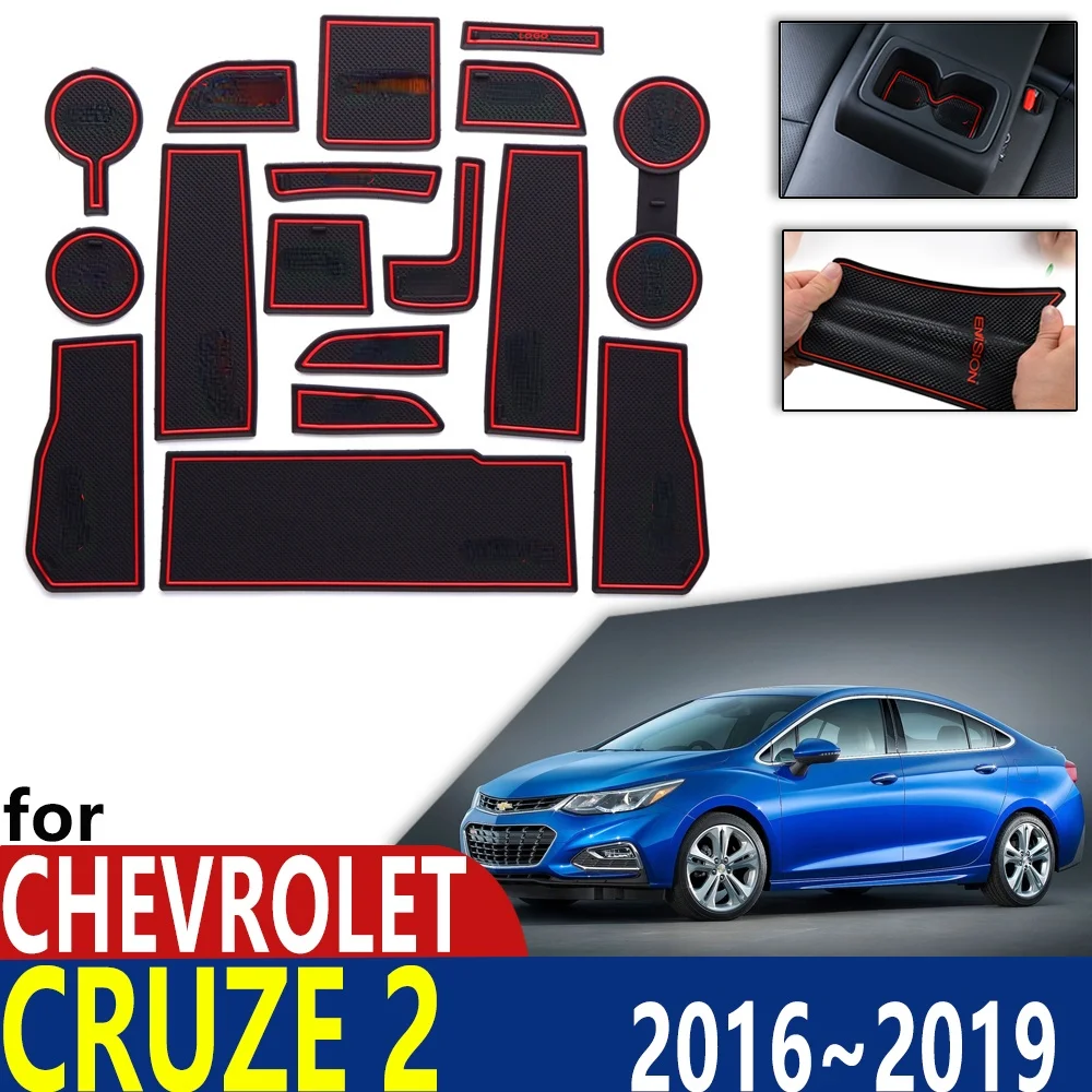 Anti-Slip Rubber Cup Cushion Door Groove Mat for Chevrolet Cruze 2 MK2 Chevy Sedan Hatch 2016~2019 Accessories mat for phone