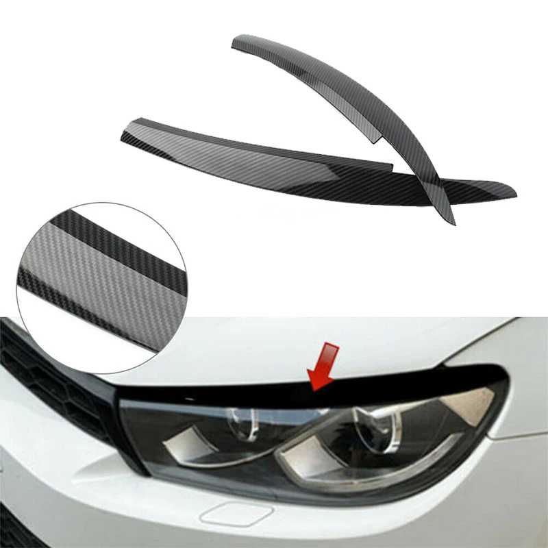 

Car Carbon Fiber Head Light Lamp Eyebrow Eyelid Cover Trim Headlight Eyelids Stickers For VW Volkswagen Scirocco 2008~2017