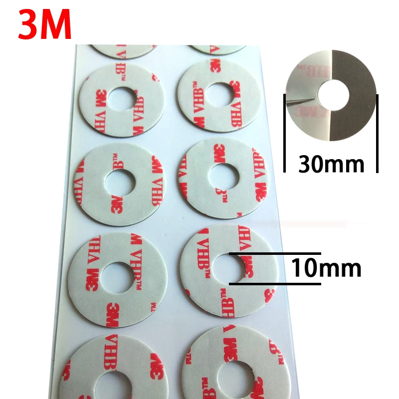 wholesale Round 30mm 3M VHB 4941 Strong Adhesive Double Sided Sticky Mount Pads Washers Centre Hole For Pop Up Phone Holder