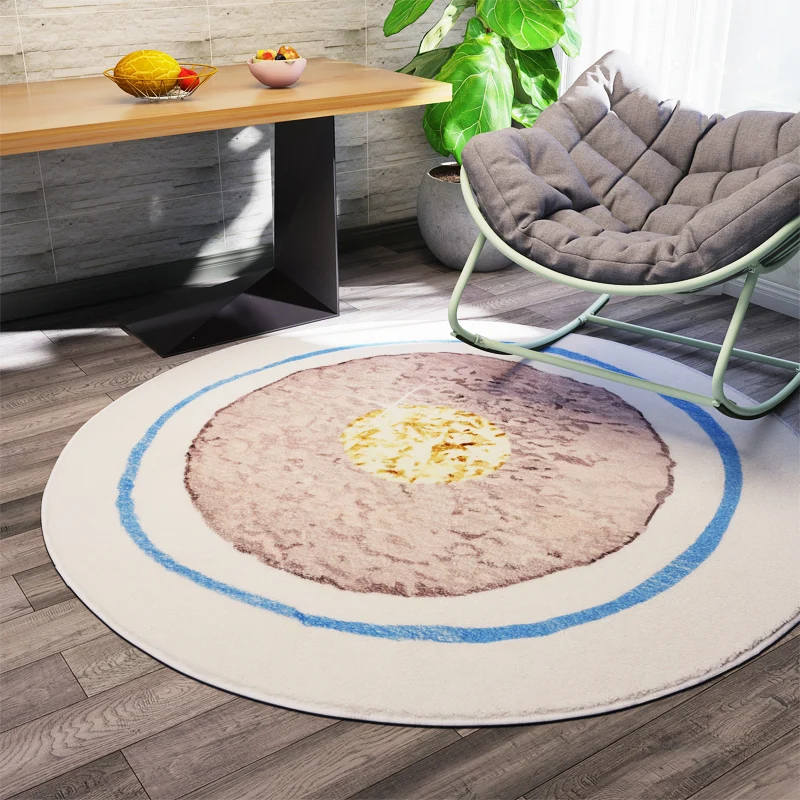 

Nordic Circle Round Carpet Lamb Velvet Modern Living Room Bedroom Rug Carpets Computer Chair Mat Soft Fluffy Carpet Kids Room