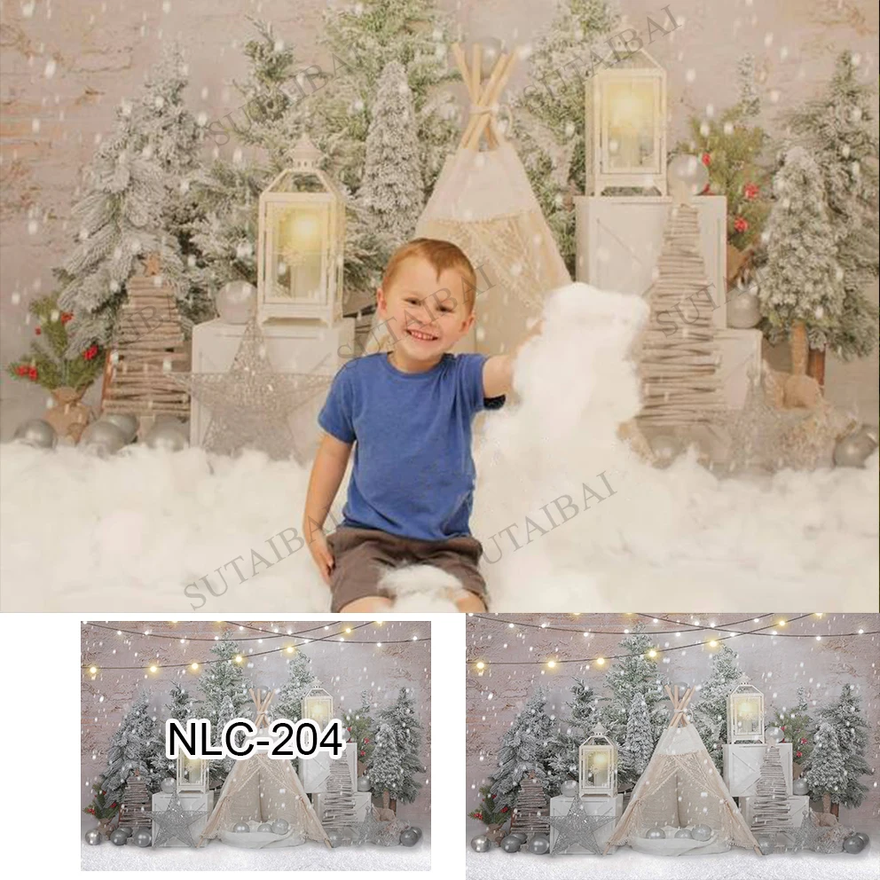 

Winter Christmas Backdrop Girl Portrait Photography Kids Photocall Forest Toys Gifts Tent Photo Props Child Photostudio Props