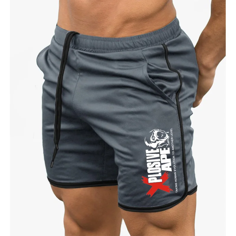 Pantalones cortos de culturismo para hombre, ropa deportiva de secado rápido, de malla transpirable, para gimnasio y playa, para verano, 2019