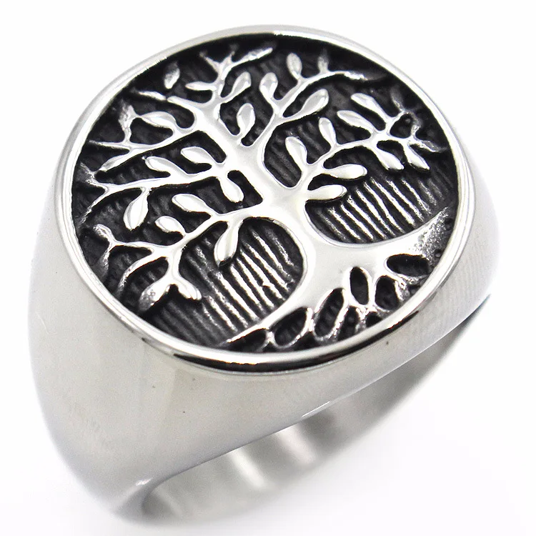 

Bxzyrt Vintage Women Men Titanium Stainless Steel Punk Rings Tree Of Life Stainless Steel Male Finger Ring Holiday Jewelry Gifts