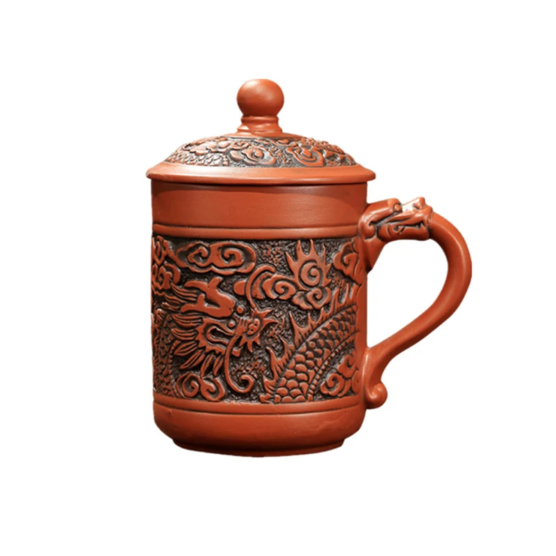 420ml Antique dragon and phoenix mugs Purple clay Tea Mug Mug,Coffee Puerh Tea Mugs office Cup Drinkware