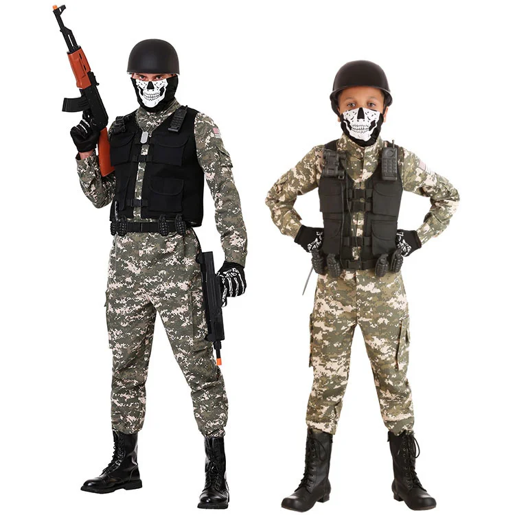 New Halloween Party Cosplay Adult Kid Soldier Regimental Police PUBG Cosplay Costume CS Cosplay Uniform Boy Man