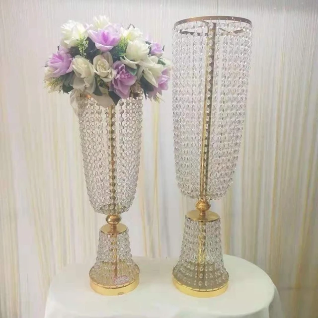 10pcs)Factory wholesale center pieces wedding decoration crystal acrylic gold/sliver flower stand yudao1853