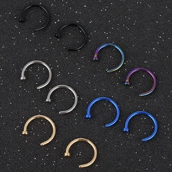 2023 NEW 2pcs Hot Stainless Steel Nose Open Hoop Ring Earring Body Piercing Jewelry 4Color Black Gold Nose Rings nose stud