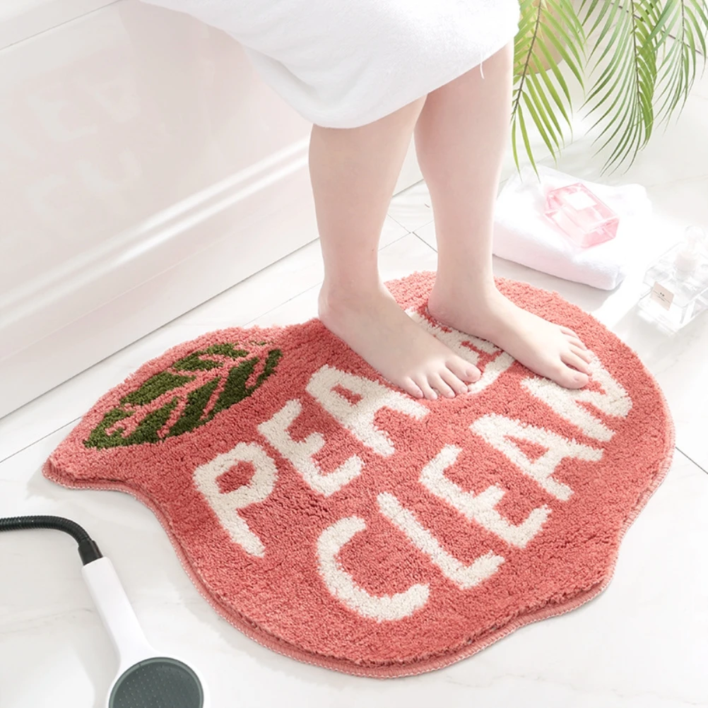 

Peach Bath Mat Cute Bath Rug Water Absorbing Anti-skid Floor Mat for Bathroom Decor