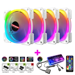 Coolmoon SJ201 RGB Fan 6 Kit AURA SYNC with IR Remote Quiet 120mm Computer Case CPU Cooler and Radiator RGB Case Fans