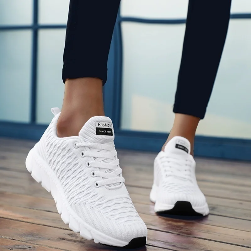 White Sneakers Women Platform Sport Running Shoes Breathable Air Mesh Ladies Casual Sneakers Lightweight Female Walking Shoes