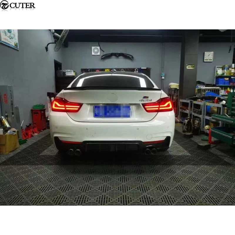 F32 F33 F36 4 Series Carbon Fiber Car Rear Bumper Diffuser Lip With LED Brake Lights For Bmw F32 428i 435i 2014-up