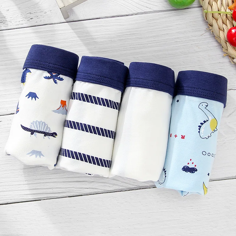4Pcs/lot Cotton Shorts Boys underwear Kids Underwear briefs Panties Cartoon Pattern Soft Boxer for 4-14 years old wholesale