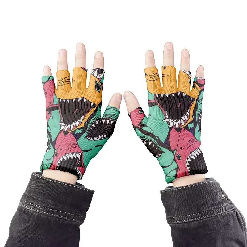 Mini gants demi-doigt animal pour femmes, gants sans doigts colorés et mignons, sports décontractés, gants d\'équitation unisexes, gants de travail