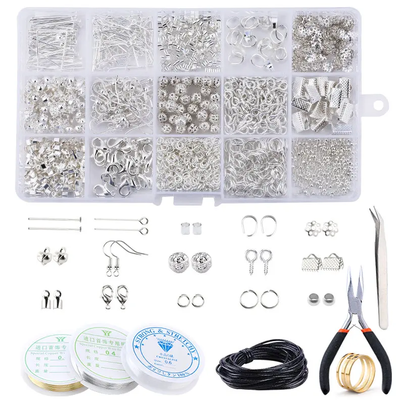 A Set Alloy Jewelry Making Kit Jewelry Making Tools Copper Wire Spacer Beads Crimp beads Earring Hooks handmade Craft Supplies