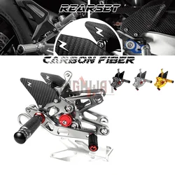 Motorcycle CNC & Carbon Fiber Footrest Rear Sets Adjustable Rearset Foot Pegs for BMW S1000RR S1000R S1000 R/RR 2009-2014