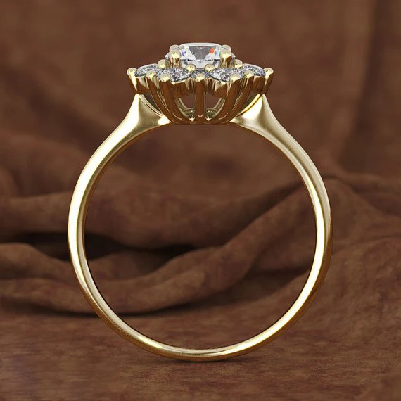 Luxury Female Snowflake Ring Fashion Yellow Rose Gold Color Crystal Zircon Stone Ring Vintage Wedding Rings For Women