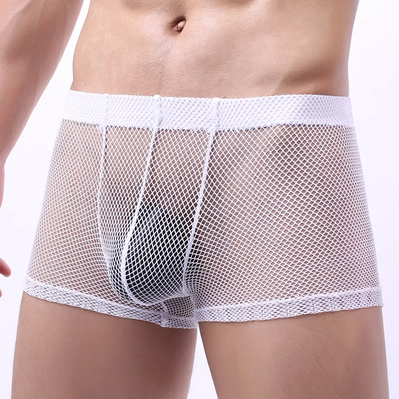 YWSNHMY Underwear Men\'s Boxers Breathable Mesh Hollow Boxer Shorts Sexy Slips Homme Panties Transparent Gay Erotic Lingerie