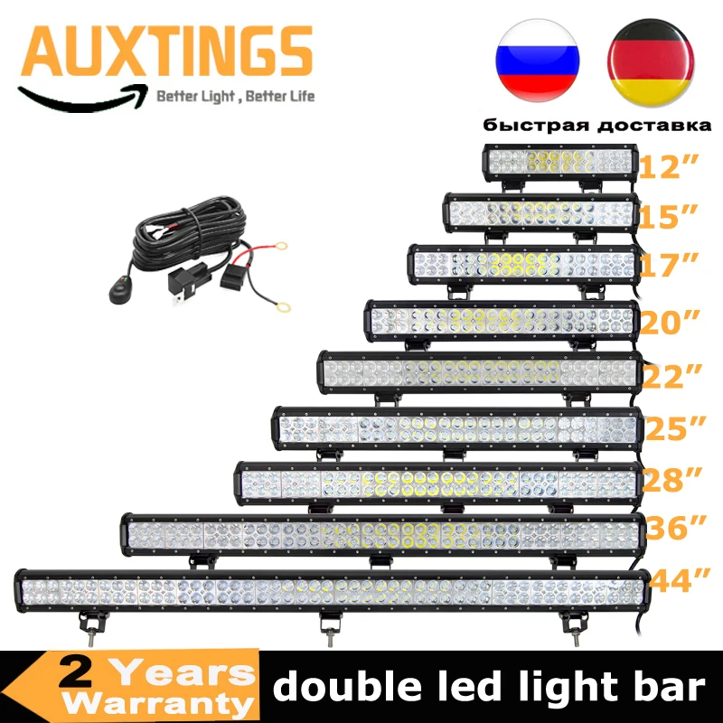 

7-44 inch LED Work Light Bar 20" 126W 288W Flood Spot Combo Offroad Lamp Car 4WD Truck Tractor Boat Trailer 4x4 SUV ATV 12V 24V