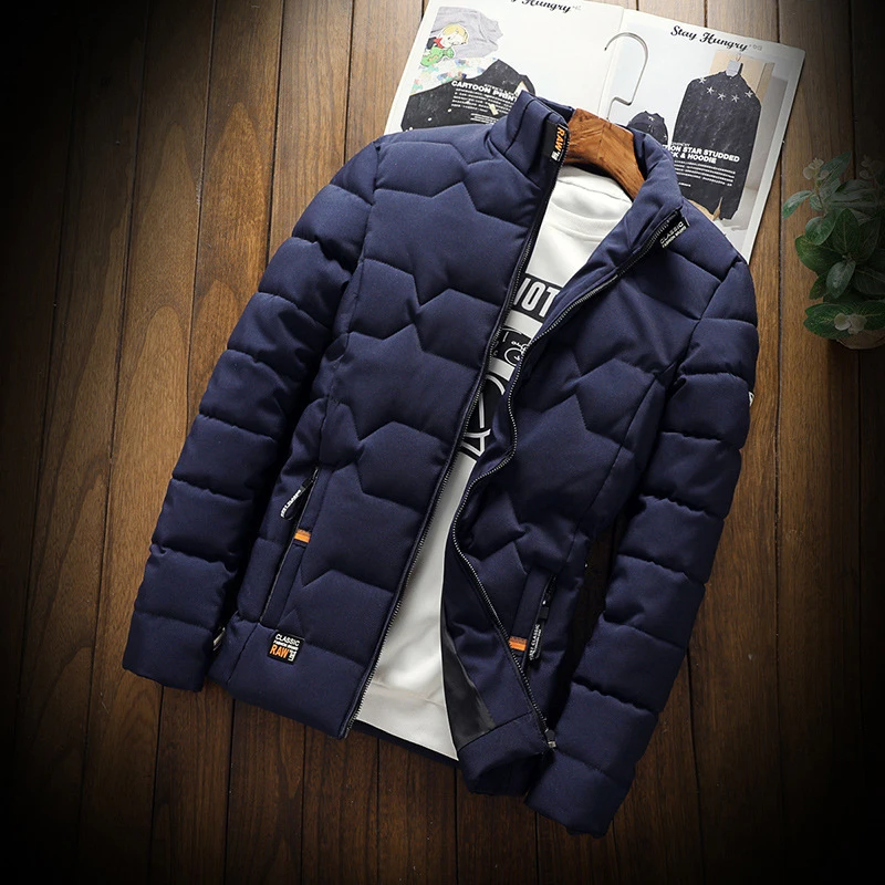 Autumn Winter New Jacket Fashion Trend Casual Thickened Warm Cotton-padded Clothes Slim Baseball Coats Size Down Warm Jackets