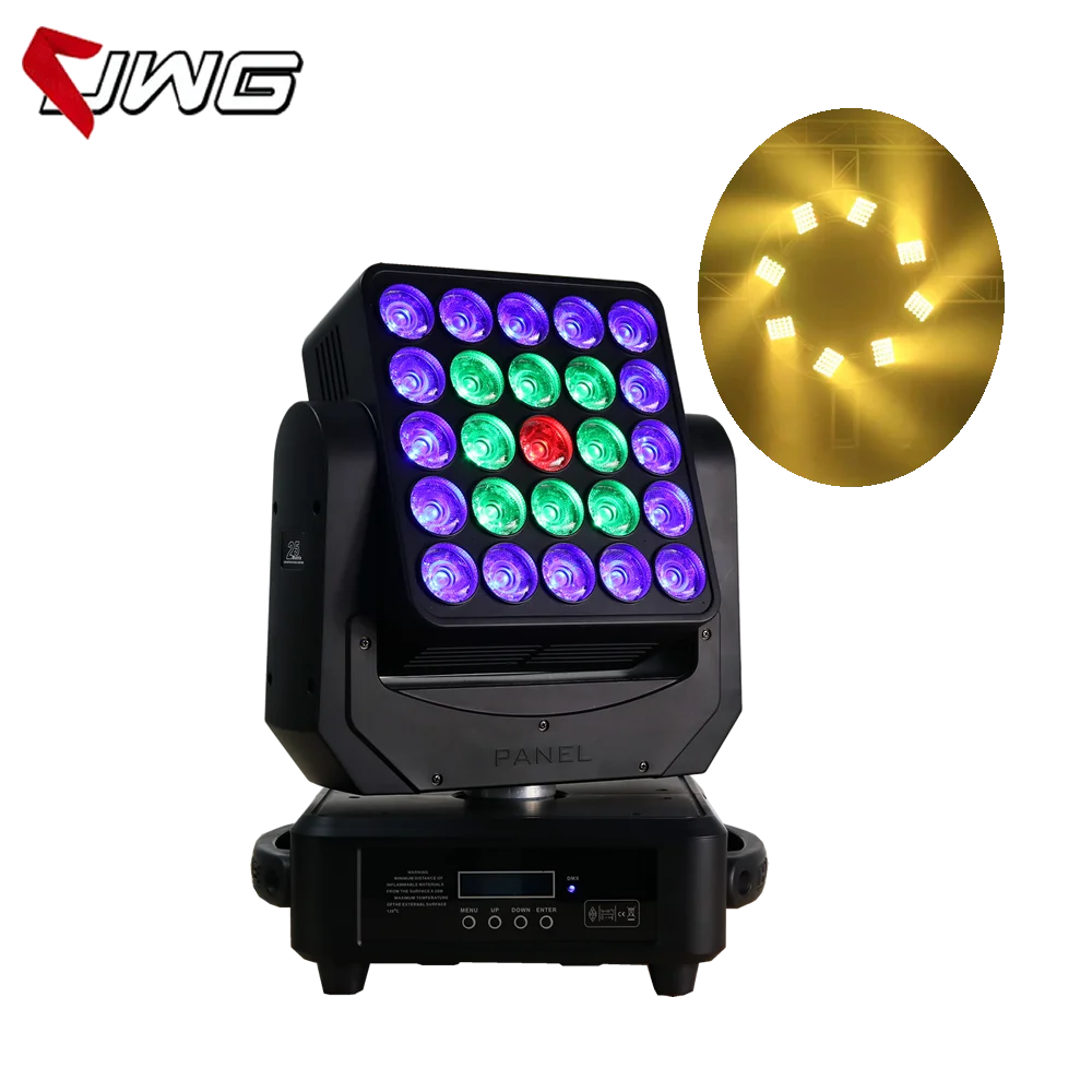 Imagem -01 - Potência Super Brilho Disco Luz Movendo Head Beam Lave Lyre Luz Stage Iluminação dj 5x5 Led Matrix 25x12w Rgbw 4in Alta potencia super brilho disco luz movendo head beam lave lyre luz stage iluminacao dj 5x5 led matrix 25x12w rgbw 4in alta 01