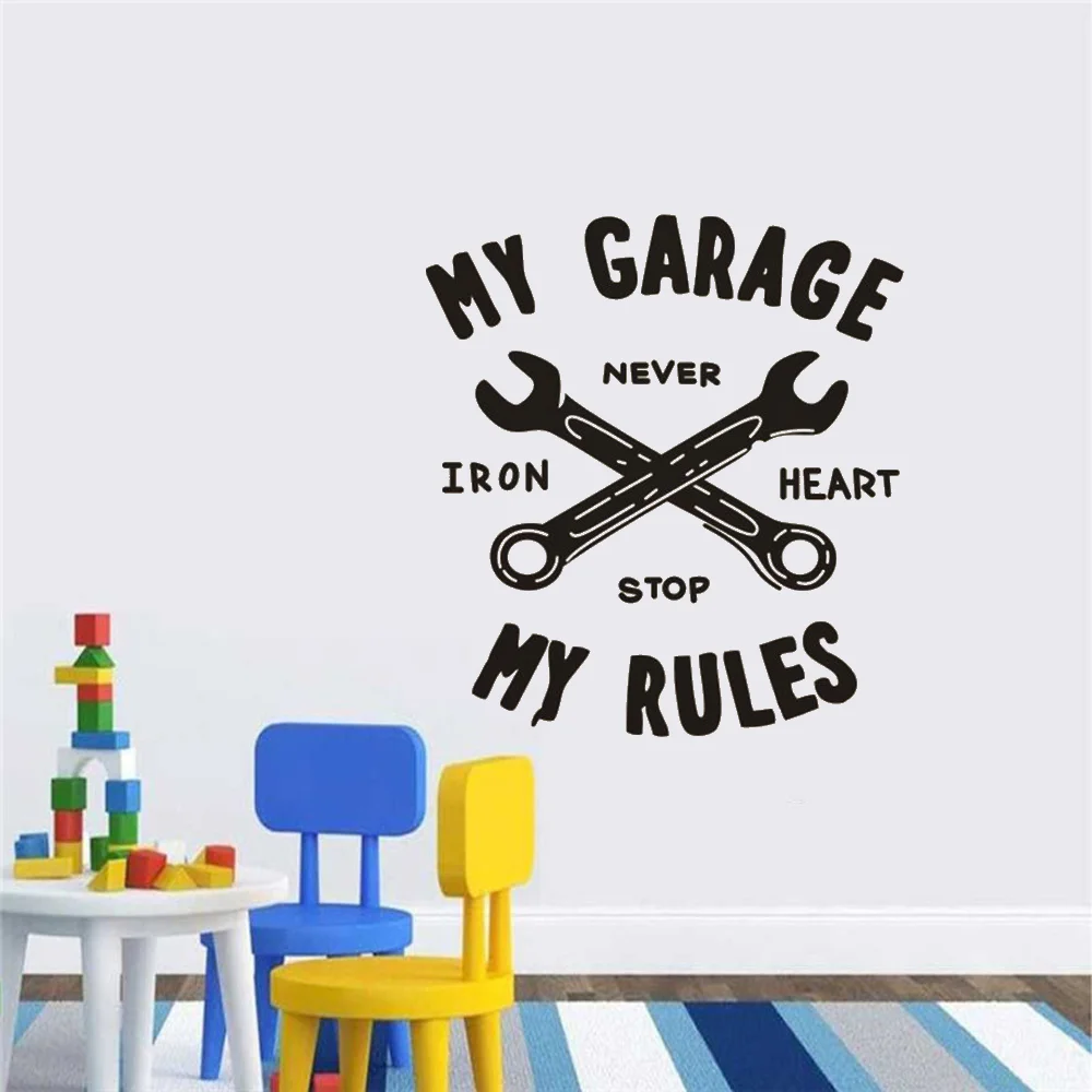 My Garage My Rules Quote Wall Sticker Auto Car Repair Sign Wall Vinyl Decals Boys Kids Children Room Decoration Vinyl Art Murals